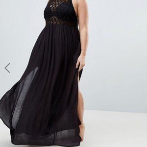 ASOS DESIGN CURVE Premium Crochet Panel Maxi Beach